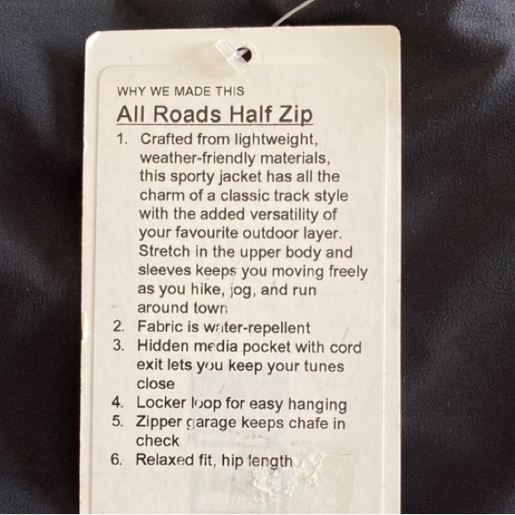 lululemon All Roads 1/2 Zip Black Size 6 NWT - Picture 11 of 11